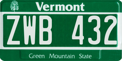 VT license plate ZWB432