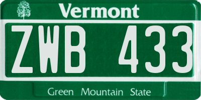 VT license plate ZWB433