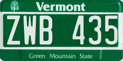 VT license plate ZWB435