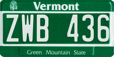 VT license plate ZWB436