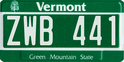 VT license plate ZWB441