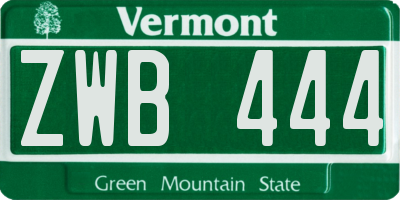 VT license plate ZWB444