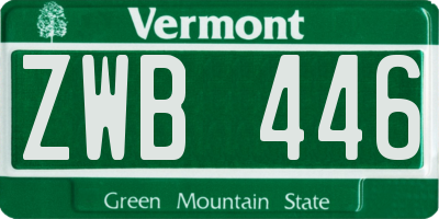 VT license plate ZWB446