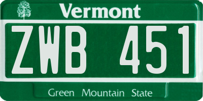 VT license plate ZWB451