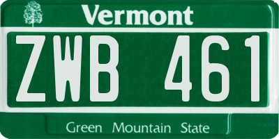 VT license plate ZWB461