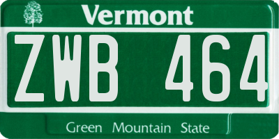 VT license plate ZWB464