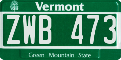 VT license plate ZWB473