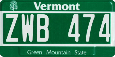 VT license plate ZWB474