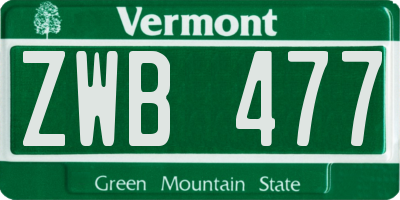 VT license plate ZWB477