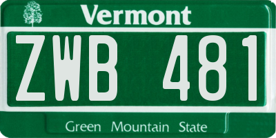 VT license plate ZWB481