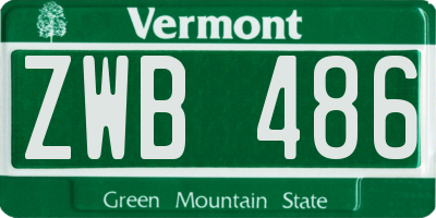VT license plate ZWB486