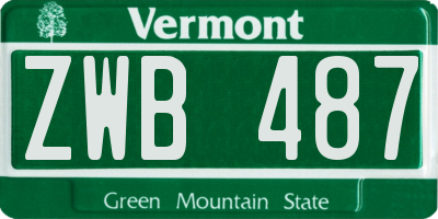 VT license plate ZWB487