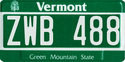 VT license plate ZWB488