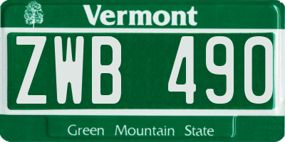 VT license plate ZWB490