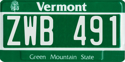 VT license plate ZWB491