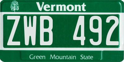 VT license plate ZWB492