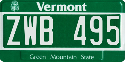 VT license plate ZWB495