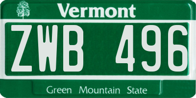 VT license plate ZWB496