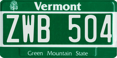 VT license plate ZWB504