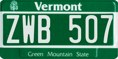 VT license plate ZWB507
