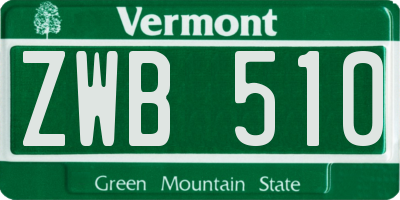 VT license plate ZWB510