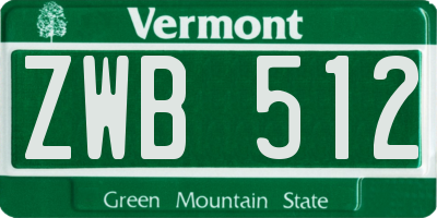 VT license plate ZWB512