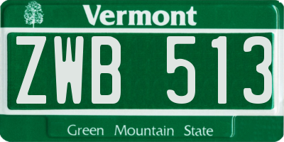 VT license plate ZWB513
