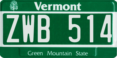 VT license plate ZWB514