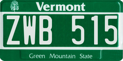 VT license plate ZWB515