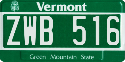 VT license plate ZWB516