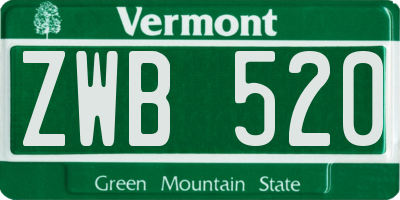 VT license plate ZWB520