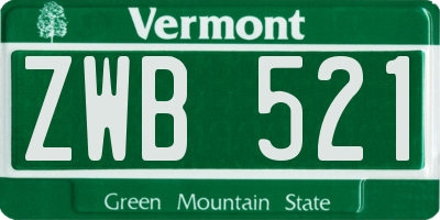 VT license plate ZWB521