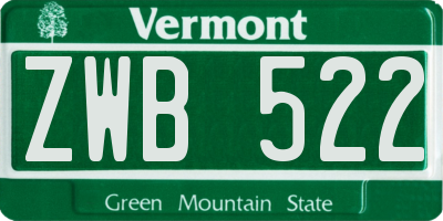 VT license plate ZWB522