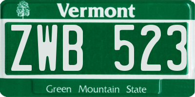 VT license plate ZWB523