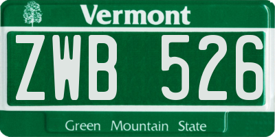 VT license plate ZWB526
