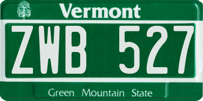 VT license plate ZWB527