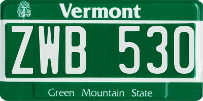 VT license plate ZWB530