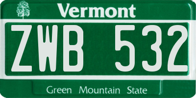 VT license plate ZWB532