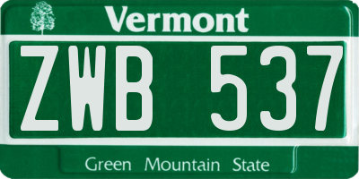 VT license plate ZWB537
