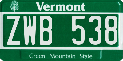VT license plate ZWB538