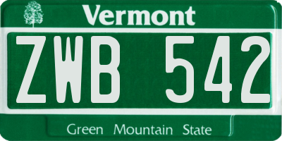 VT license plate ZWB542