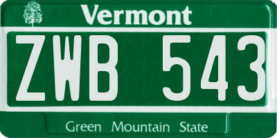 VT license plate ZWB543