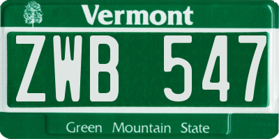 VT license plate ZWB547