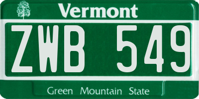 VT license plate ZWB549