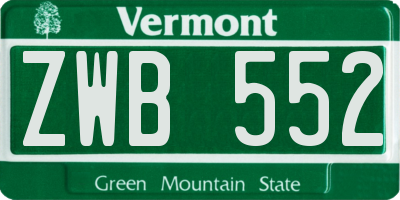 VT license plate ZWB552