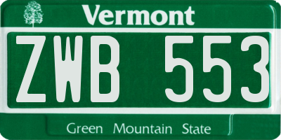 VT license plate ZWB553