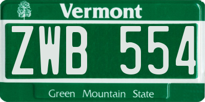 VT license plate ZWB554