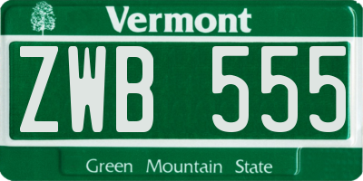 VT license plate ZWB555