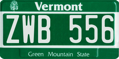 VT license plate ZWB556