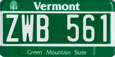 VT license plate ZWB561